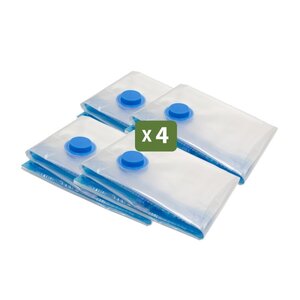 Pack and Move - Lot 4 Housses Rangement Sous Vide - Taille S 50 x 70 cm - Sac de Compression - Vêtements  Pull Hiver - Petit Format - Fermeture Zip