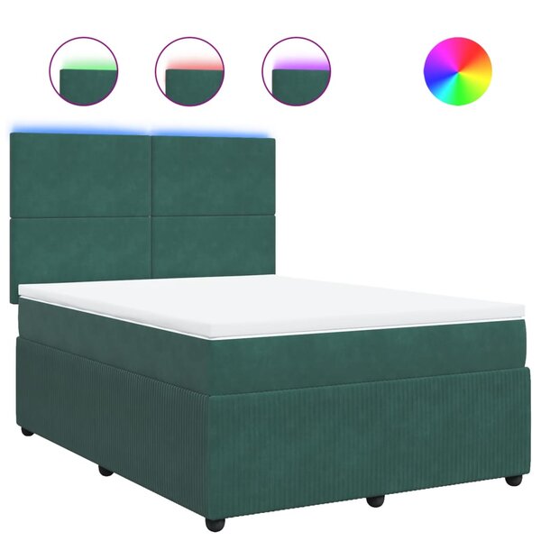 vidaXL Sommier à lattes de lit et matelas Vert foncé 140x200cm Velours