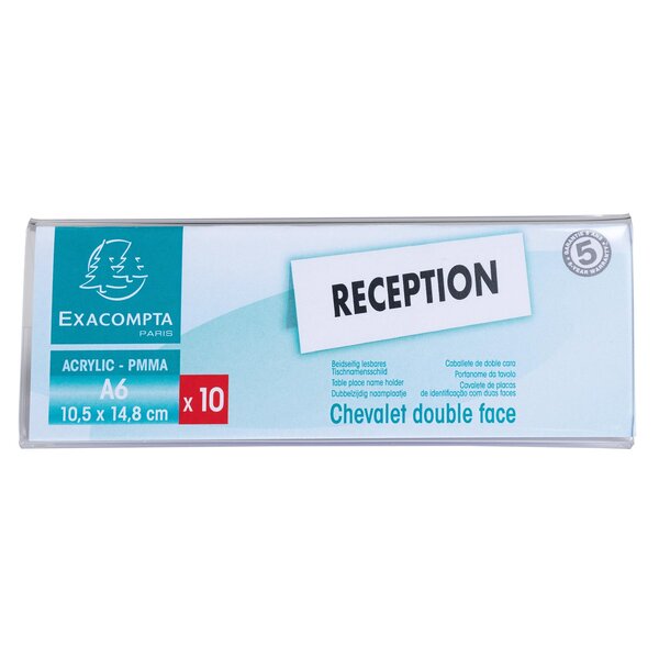 Lot De 10 Chevalets Double Face Horizontal A6 - Cristal - Exacompta