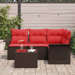 vidaXL Ensemble de canapé de jardin 5 Pièces Marron polyrotin