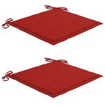 vidaXL Chaises de jardin et coussins rouge lot de 2 Bois teck massif