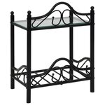 vidaXL Tables de chevet 2 Pièces Acier et verre trempé 45x30 5x60 cm Noir