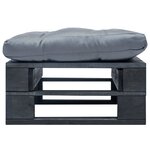 vidaXL Repose-pied palette de jardin avec coussin gris noir bois