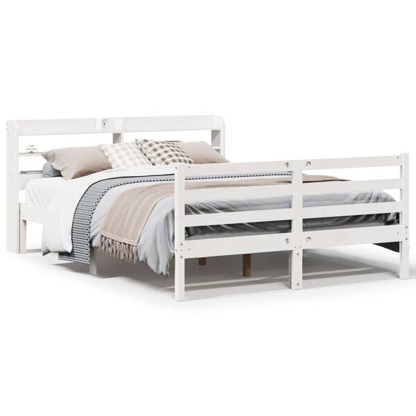 vidaXL Cadre de lit avec tête de lit sans matelas blanc 120x200 cm