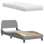 vidaXL Lit avec matelas gris clair 90x200 cm tissu