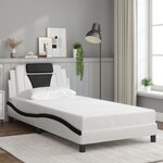 vidaXL Cadre de lit avec LED sans matelas blanc et noir 100x200 cm