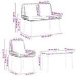 vidaXL Ensemble de meubles de jardin 4 Pièces Marron Noir Crème
