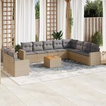 vidaXL Salon de jardin 11 Pièces avec coussins beige résine tressée