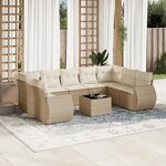 vidaXL Salon de jardin avec coussins 10 Pièces beige résine tressée