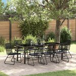 vidaXL Ensemble de salle à manger pour jardin 9 Pièces Noir Rattan PVC
