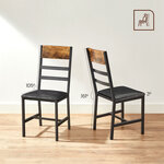 Chaises de salle à manger lot de 2 siège de cuisine assise rembourrée cadre en acier ergonomique style industriel pour salon cuisine marron rustique et noir 12_0004980