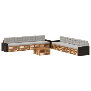 vidaXL Ensemble de canapés d'extérieur 9 pc Naturel et gris clair