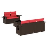 vidaXL Salon de jardin 6 Pièces avec coussins marron résine tressée