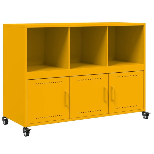 vidaXL Buffet jaune moutarde 100 5x39x72 cm acier