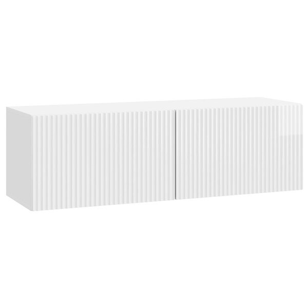 vidaXL Meuble TV mural 98 x 31 x 30 cm Blanc brillant
