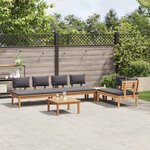 vidaXL Ensemble de banc de jardin avec coussin 5 Pièces Brun  Gris
