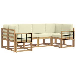 vidaXL Ensemble de canapés d'extérieur 6 Pièces Blanc et crème