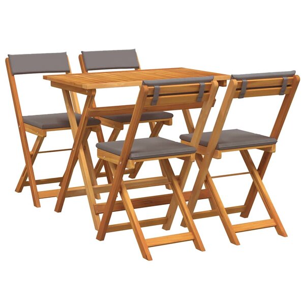 vidaXL Ensemble bistrot 5 Pièces Marron Bois d'acacia massif