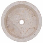 vidaXL Lavabo Crème Ø40x15 cm Marbre