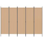 vidaXL Paravent 5 panneaux Beige 250 x 180 cm Tissu