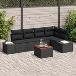 vidaXL Ensemble de canapé de jardin de 6 pièces avec coussins en Poly Rattan noir