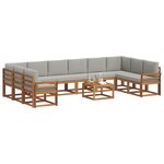 vidaXL Ensemble de canapés d'extérieur 11 Pièces Gris Naturel et Clair