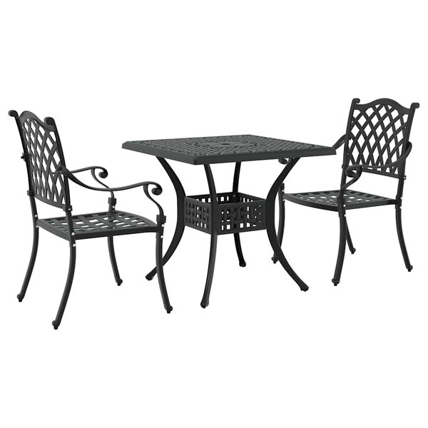 vidaXL Ensemble de tables de jardin 3 Pièces Noir Aluminium coulé