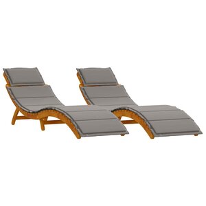 vidaXL Transat 2 pc Bois d'Acacia Massif Gris