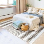 Tapis Terra - 160 x 230 cm - Bandes sable et blanc