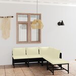 vidaXL Salon de jardin 5 Pièces avec coussins Résine tressée Noir