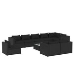 vidaXL Salon de jardin 10 Pièces avec coussins Résine tressée Noir