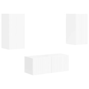 vidaXL Ensemble meuble TV 2 Pièces Blanc brillant Bois d'ingénierie