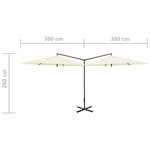 vidaXL Parasol de jardin double avec mât en acier sable 600 cm