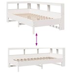 vidaXL Lit bibliothèque sans matelas blanc 75x190cm bois de pin massif