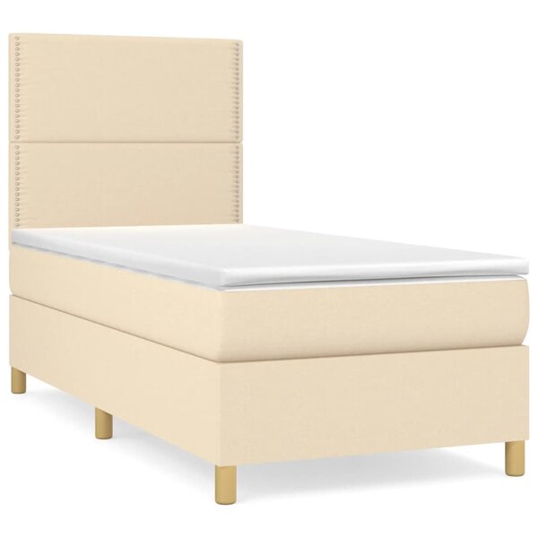 vidaXL Sommier à lattes de lit avec matelas Crème 100x200 cm Tissu