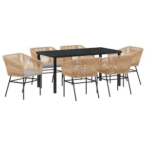 vidaXL Ensemble de salle à manger pour jardin 7 Pièces Marron Poly rotin