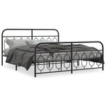 vidaXL Cadre de lit métal sans matelas avec pied de lit noir 183x213cm