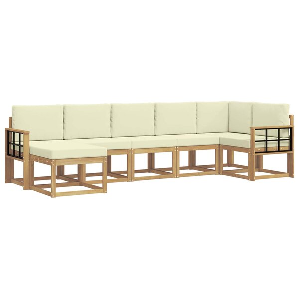 vidaXL Ensemble de canapés d'extérieur 7 pc Blanc et crème Polyester