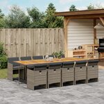 vidaXL Ensemble à manger de jardin 11Pièces avec coussins gris poly rotin