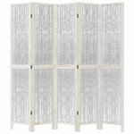 vidaXL Cloison de séparation 5 panneaux blanc bois de paulownia massif