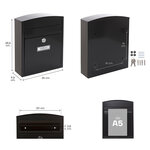 Boîte aux Lettres en Acier  Compact E5734  Anti-pluie  Noir