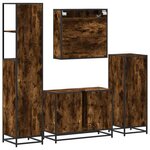vidaXL Ensemble meubles salle de bain 4 Pièces chêne fumé bois ingénierie
