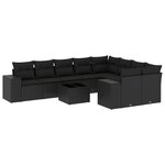 vidaXL Salon de jardin 10 Pièces avec coussins noir résine tressée