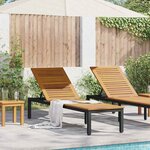 vidaXL Chaise longue Noir 200 x 55 x 35 cm Bois d'acacia massif