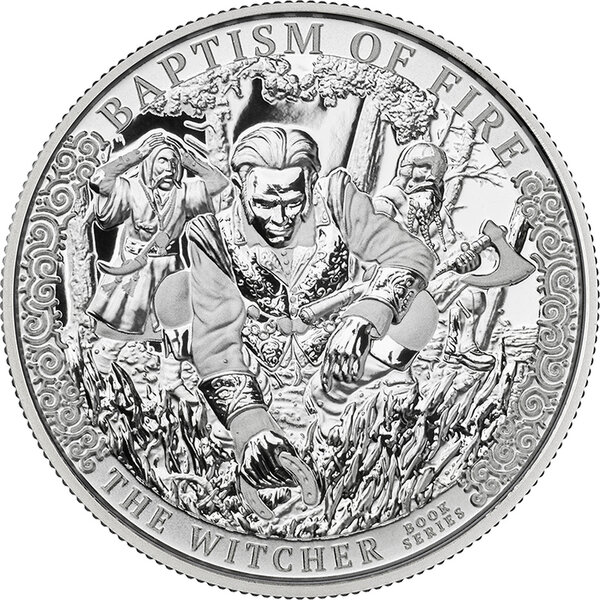 Monnaie BAPTISM OF FIRE Witcher Book 1 Oz Argent 500 Francs Cameroon 2025 (PRÉCOMMANDE)