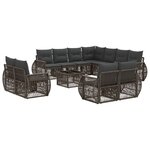 vidaXL Ensemble de canapé de jardin 12 pc Gris et Gris foncé polyrotin