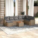 vidaXL Salon de jardin avec coussins 9 Pièces beige résine tressée
