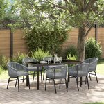 vidaXL Set de salle à manger de jardin 7 pièces - Rotin poly gris