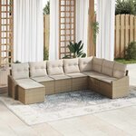 vidaXL Ensemble de canapé de jardin 8 Pièces Beige Poly rotin
