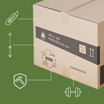 Pack and Move - Lot 75 cartons déménagement hauteur modubale variable personnalisable - 50 x 40 x 20-30 cm - Poignées renforcées - 3 adhésifs offerts